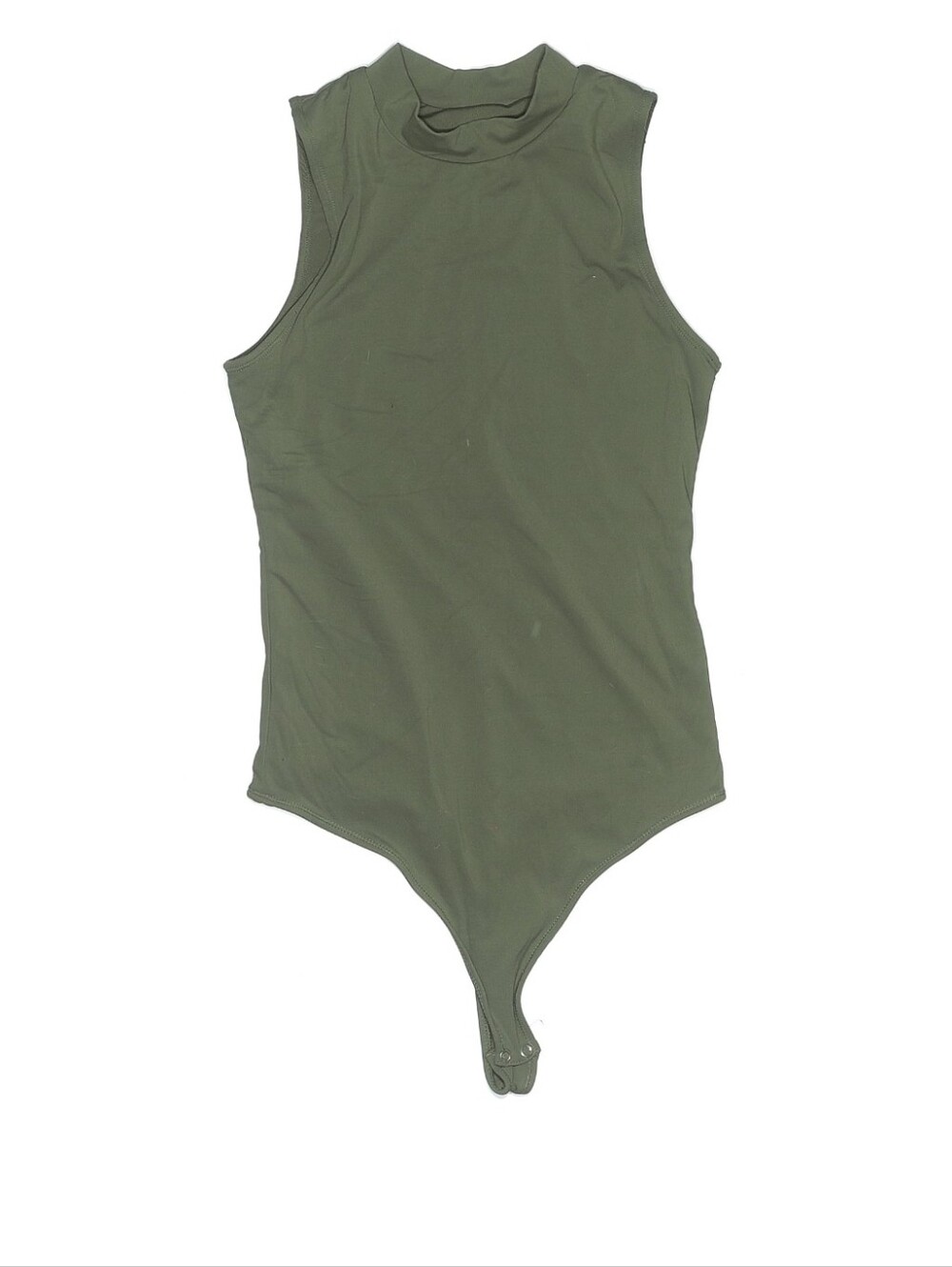 Klassy Network Olive Green Sleeveless Mock Neck Bodysuit- S